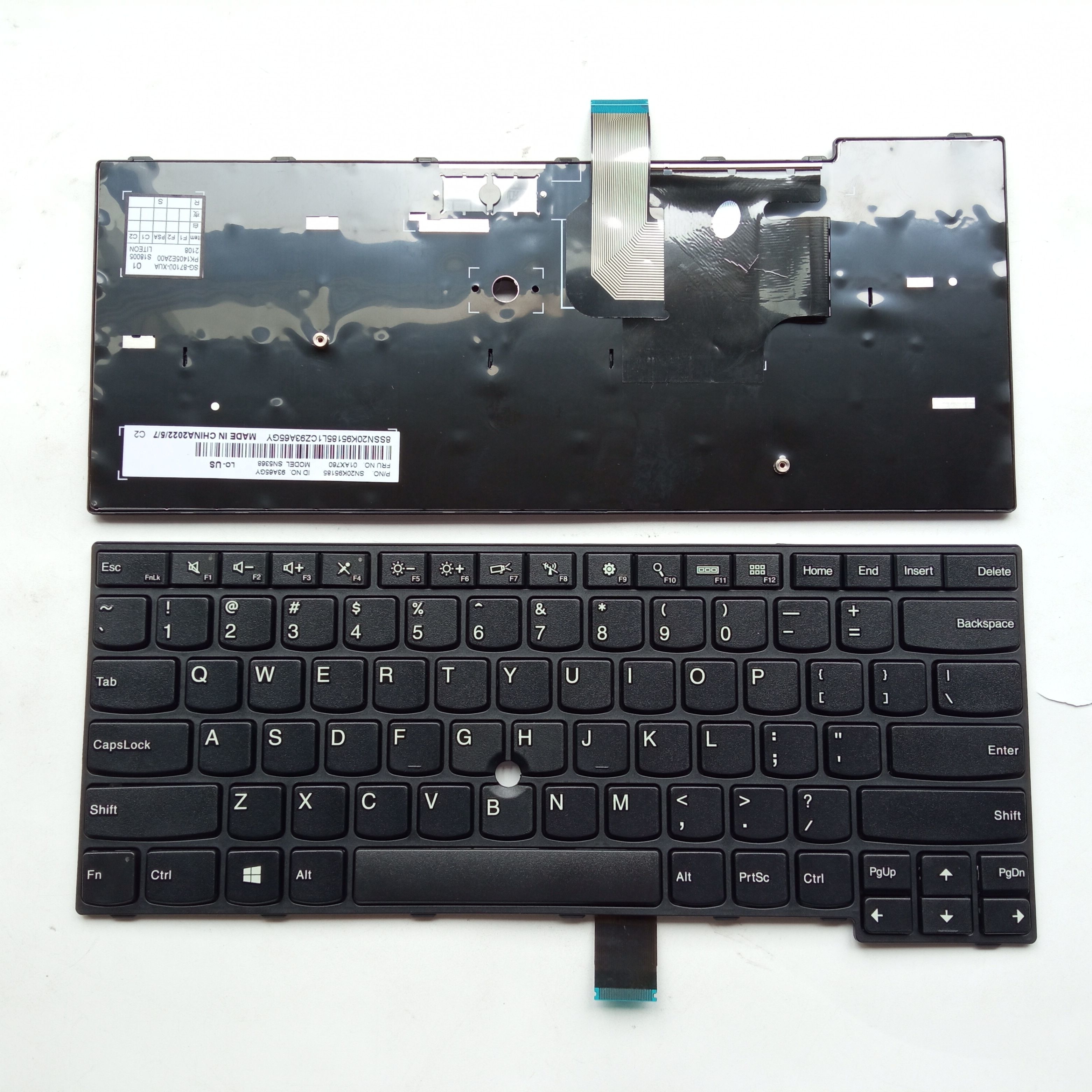 Picture of New Replacement Laptop Keyboard For IBM E450/E460/E455/E465 BLACK FRAME BLACK With hole (OEM) US Layout